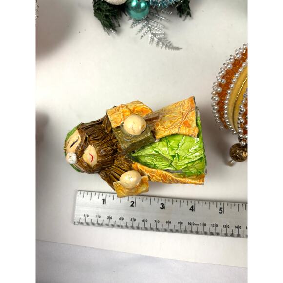 Bulk Lot of 16 Vtg Christmas Ornaments Handcrafted Pushpin Balls Wise Men Set - Picture 14 of 16